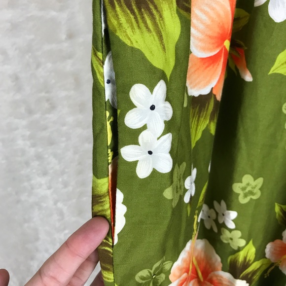 Vtg Ui-Maikai Green Hawaiian Floral Dress M *Read - Picture 6 of 8